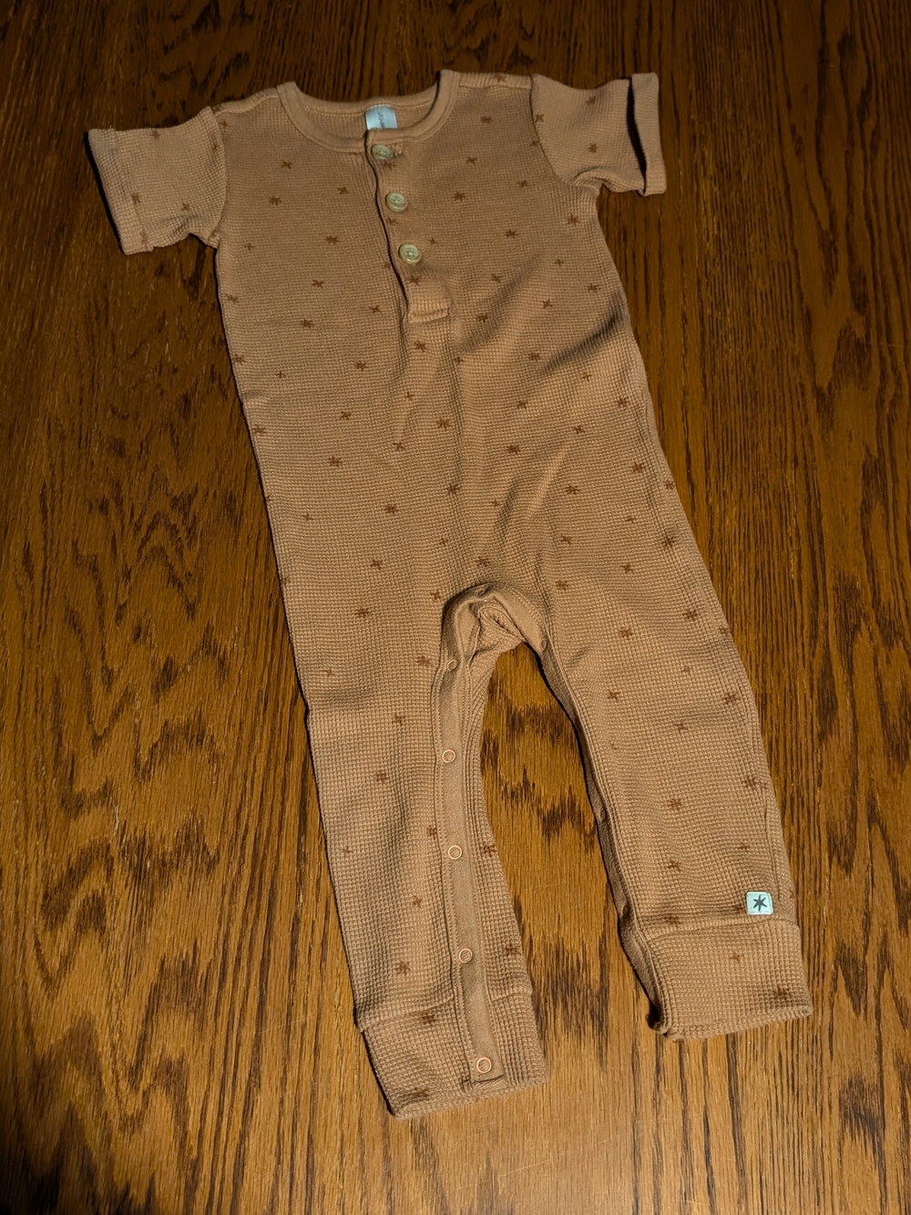 Modern Moments by Gerber Baby Waffle Knit Romper 24M Brown Star Print
